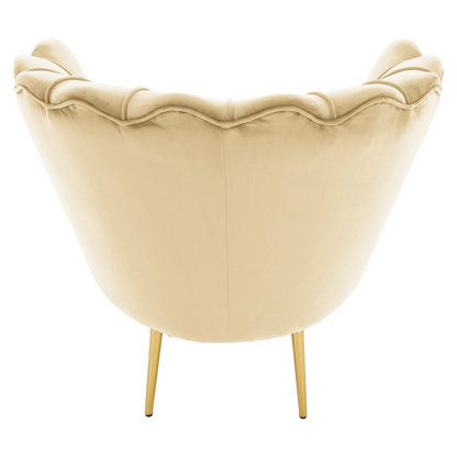 Fotoliu în stilul Art-deco, bej ţesătură Velvet/gold crom auriu, NOBLEO