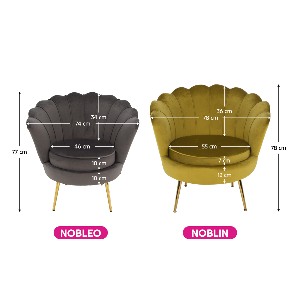 Fotoliu în stil Art-deco, catifea Velvet muştar/crom auriu, NOBLIN