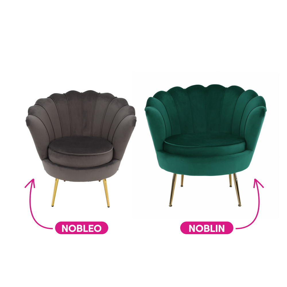 Fotoliu în stilul Art-deco, gri-maro ţesătură Velvet/gold crom auriu, NOBLEO