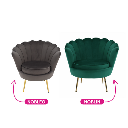 Fotoliu în stilul Art-deco, gri-maro ţesătură Velvet/gold crom auriu, NOBLEO