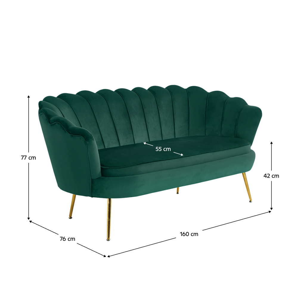 Canapea de lux, 2,5 locuri, smarald / auriu, Art-deco, NOBLIN