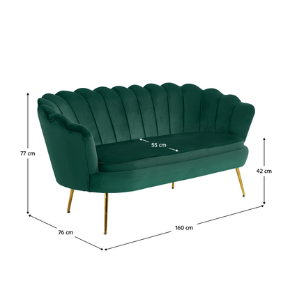 Canapea de lux, 2,5 locuri, smarald / auriu, Art-deco, NOBLIN