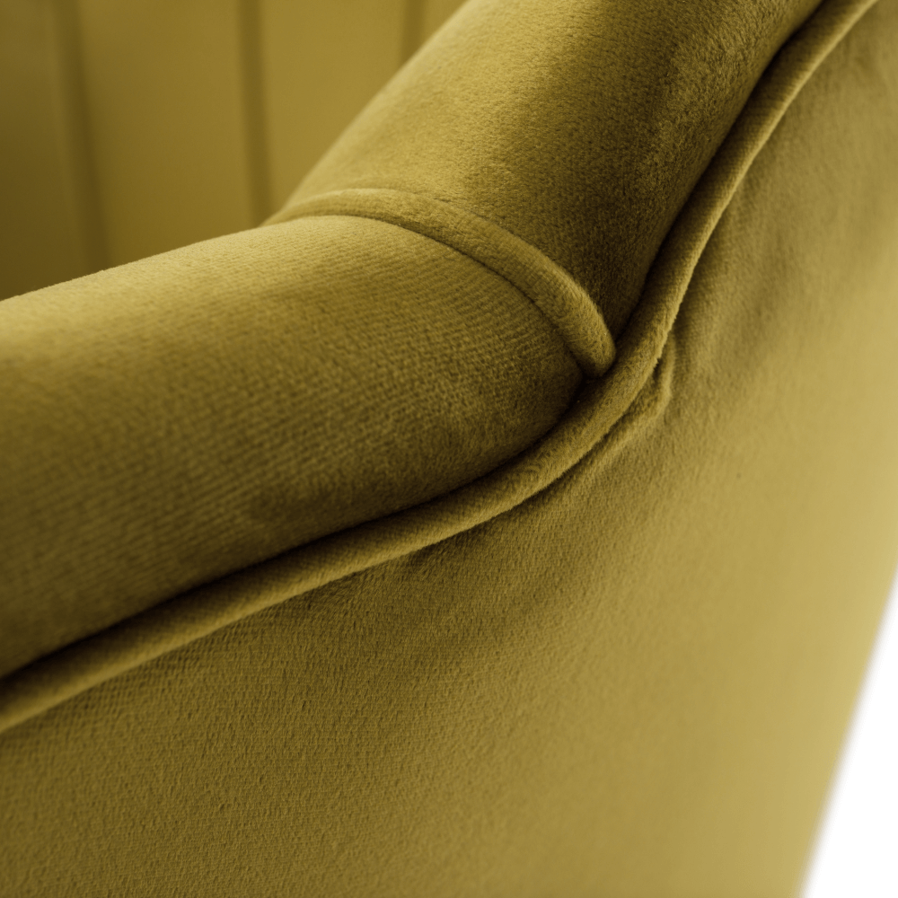 Fotoliu în stil Art-deco, catifea Velvet muştar/crom auriu, NOBLIN
