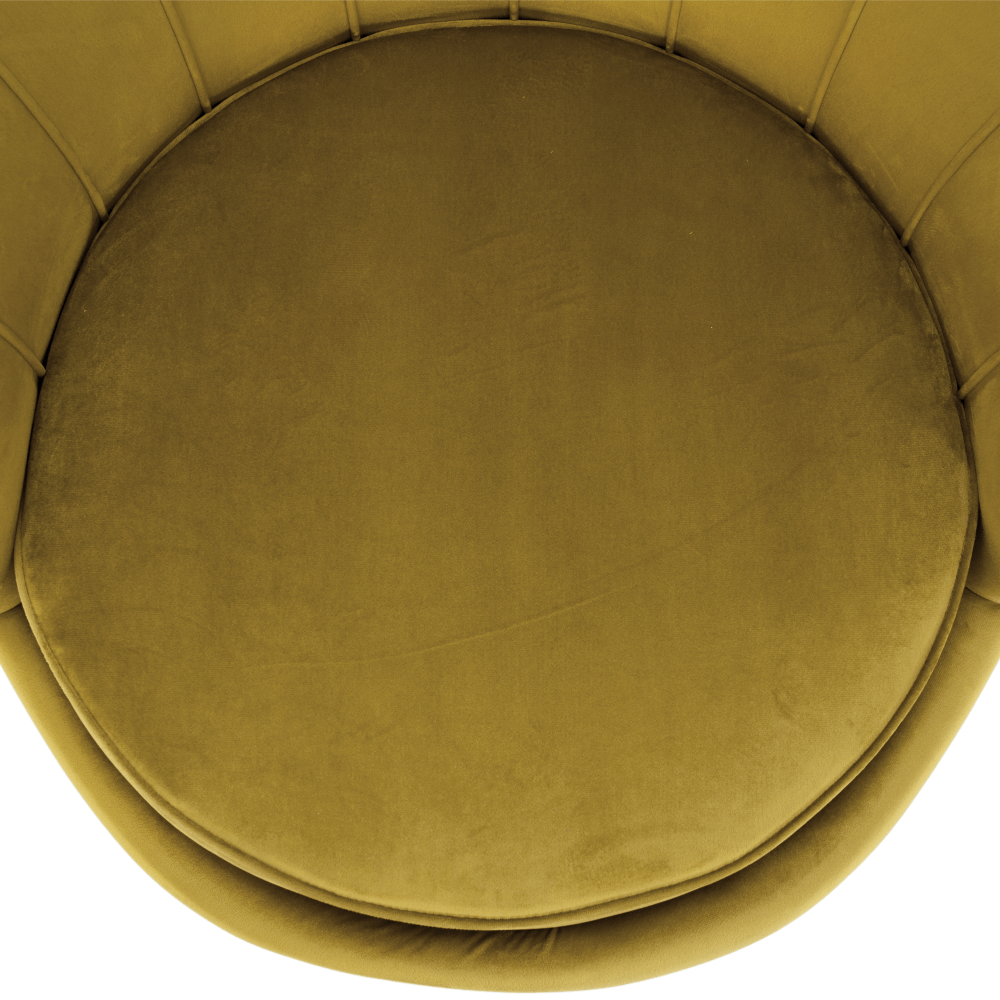Fotoliu în stil Art-deco, catifea Velvet muştar/crom auriu, NOBLIN