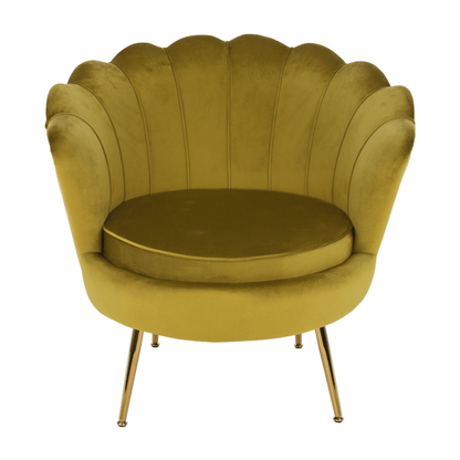 Fotoliu în stil Art-deco, catifea Velvet muştar/crom auriu, NOBLIN