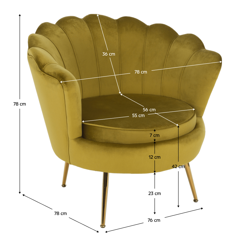 Fotoliu în stil Art-deco, catifea Velvet muştar/crom auriu, NOBLIN