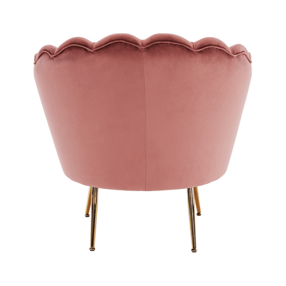 Fotoliu în stil Art-deco, catifea Velvet roz/crom auriu, NOBLIN