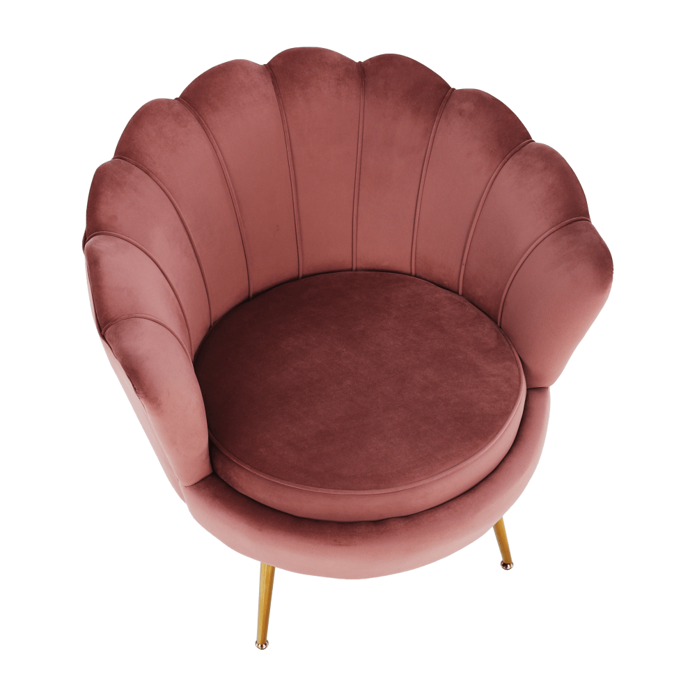 Fotoliu în stil Art-deco, catifea Velvet roz/crom auriu, NOBLIN