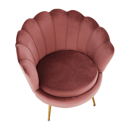 Fotoliu în stil Art-deco, catifea Velvet roz/crom auriu, NOBLIN
