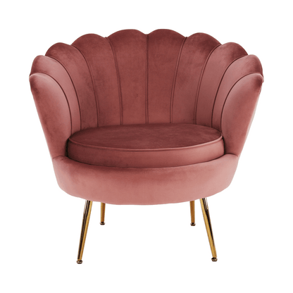 Fotoliu în stil Art-deco, catifea Velvet roz/crom auriu, NOBLIN
