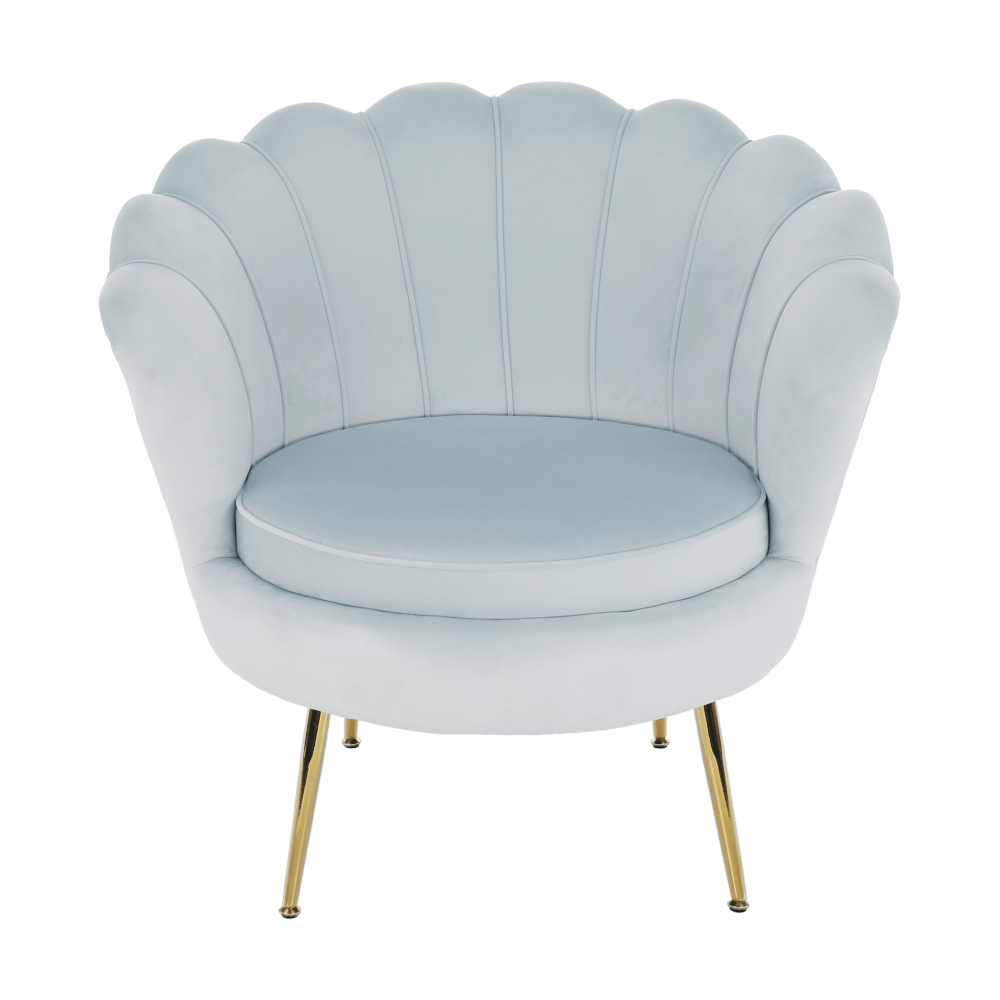 Fotoliu în stil Art-deco, catifea Velvet gri-albastru/crom auriu, NOBLIN