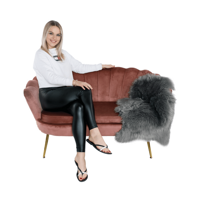 Bancă în stil Art-deco, catifea Velvet roz/crom auriu, NOBLIN