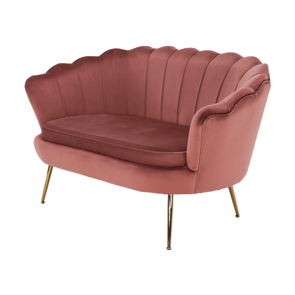 Bancă în stil Art-deco, catifea Velvet roz/crom auriu, NOBLIN