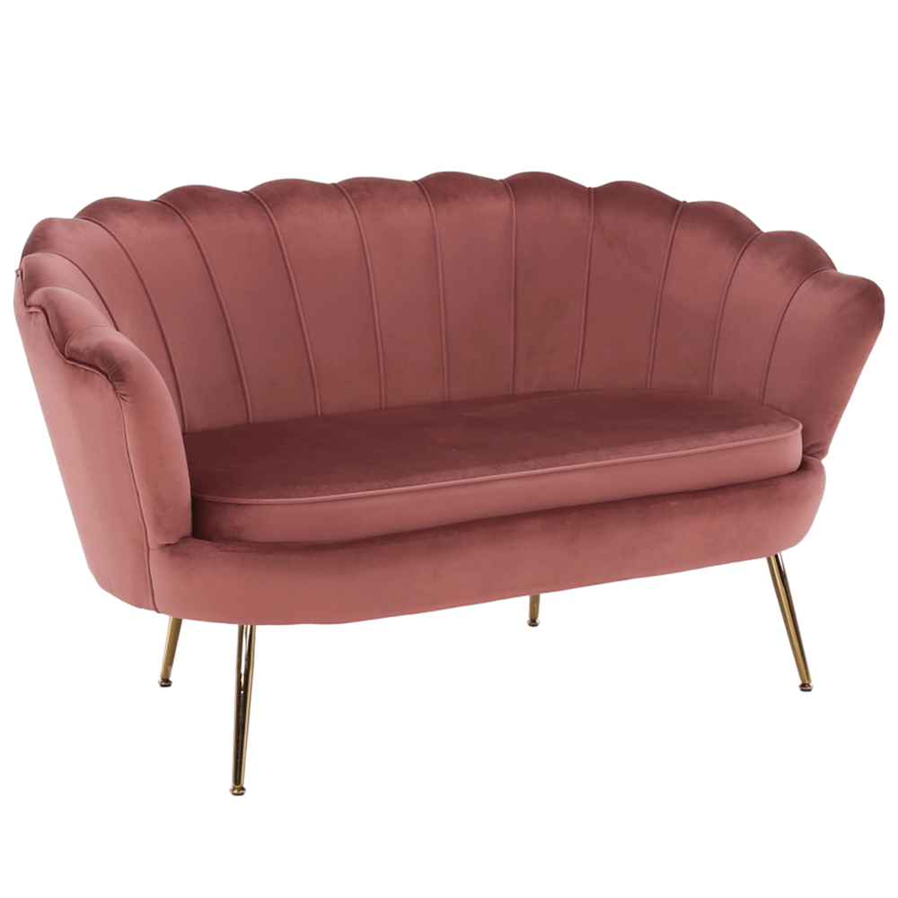 Bancă în stil Art-deco, catifea Velvet roz/crom auriu, NOBLIN