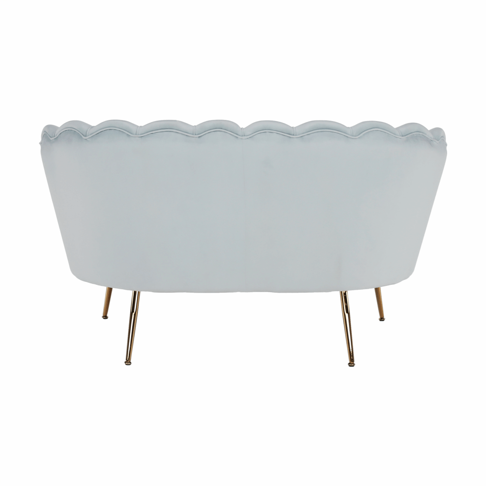 Bancă în stil Art-deco, catifea Velvet gri-albastru/crom auriu, NOBLIN