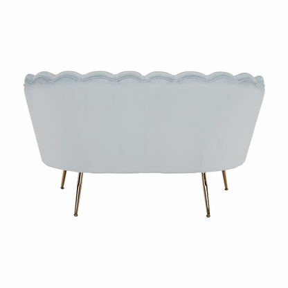 Bancă în stil Art-deco, catifea Velvet gri-albastru/crom auriu, NOBLIN