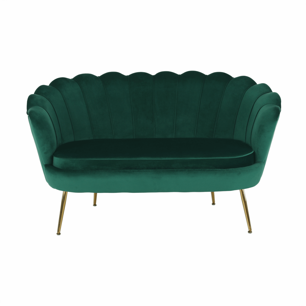 Bancă în stil Art-deco, catifea Velvet smarald/crom auriu, NOBLIN