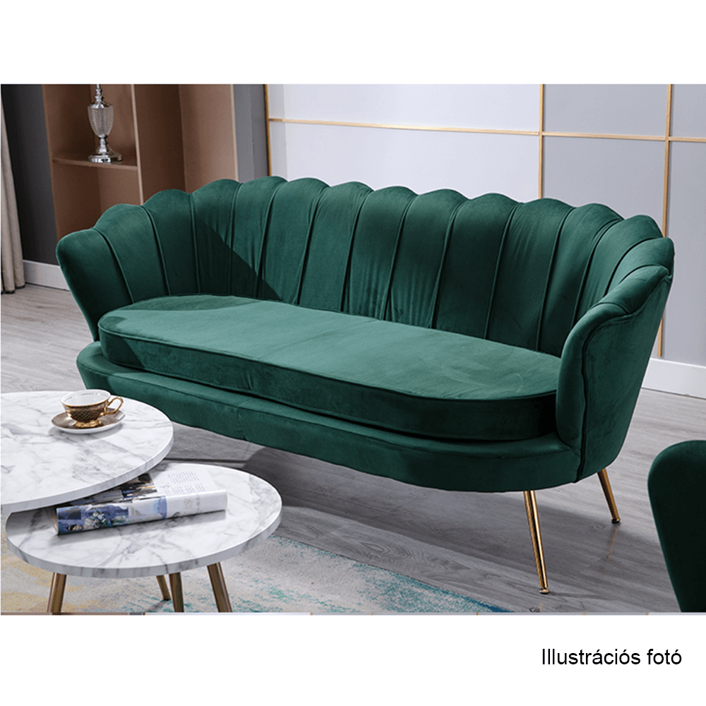 Bancă în stil Art-deco, catifea Velvet smarald/crom auriu, NOBLIN