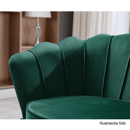 Fotoliu în stil Art-deco, catifea Velvet smarald/crom auriu, NOBLIN