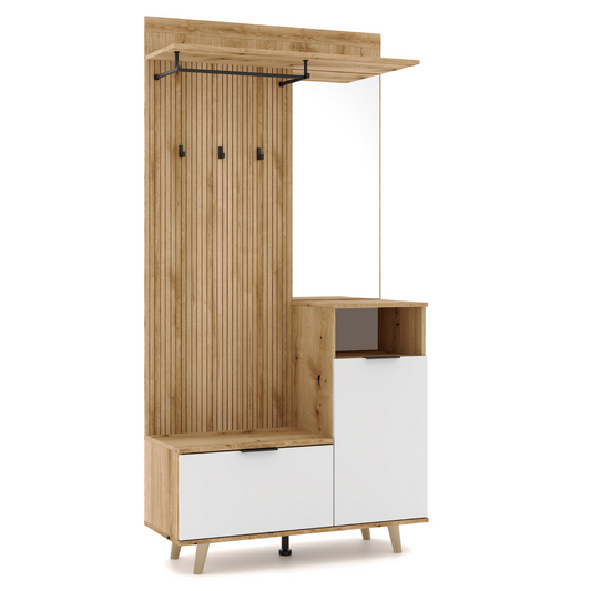 Set pentru hol, stejar evoke/alb, NODRI