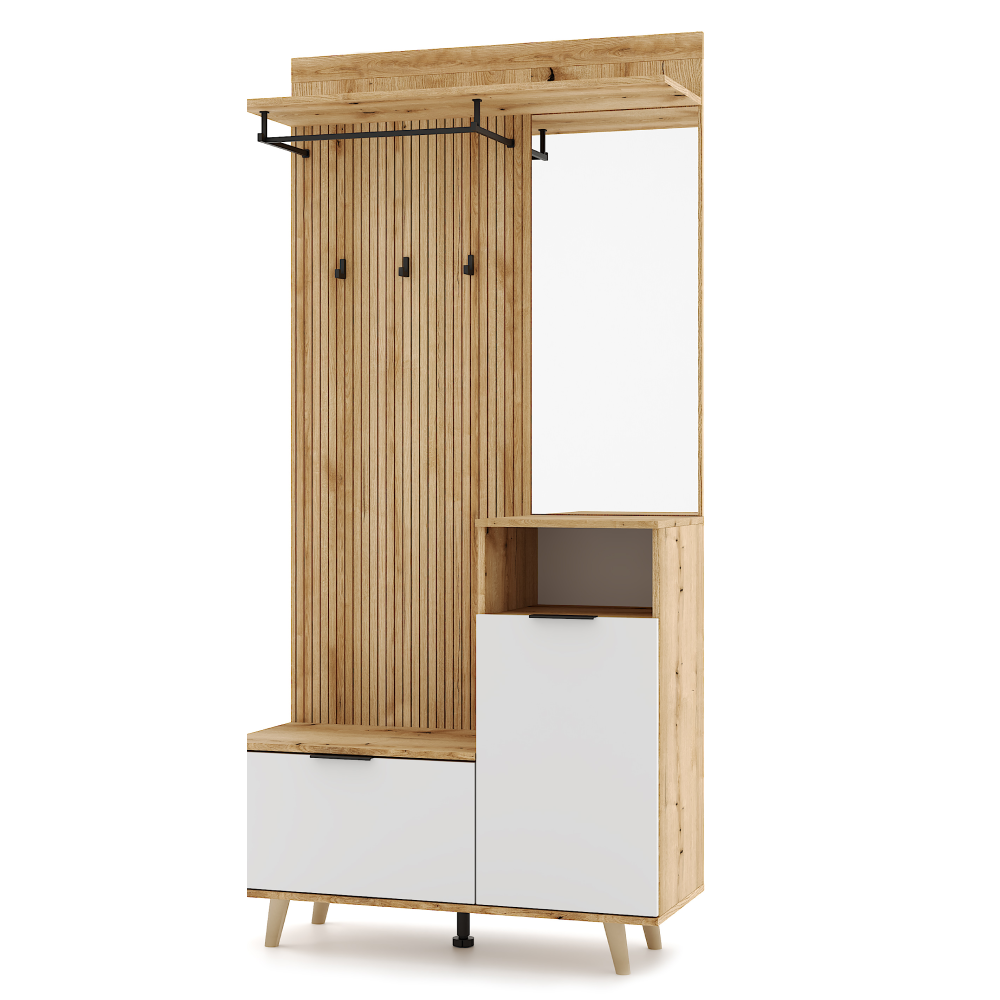 Set pentru hol, stejar evoke/alb, NODRI