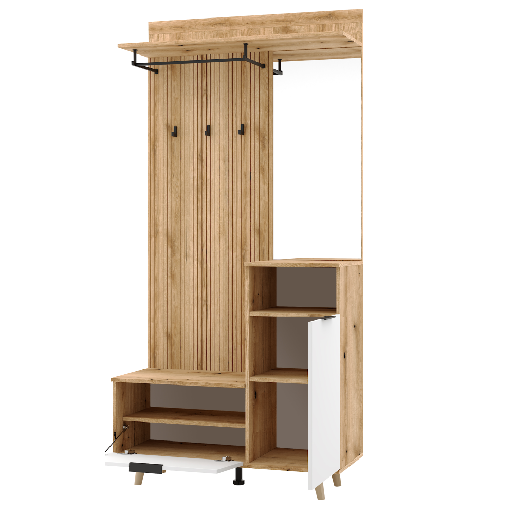 Set pentru hol, stejar evoke/alb, NODRI