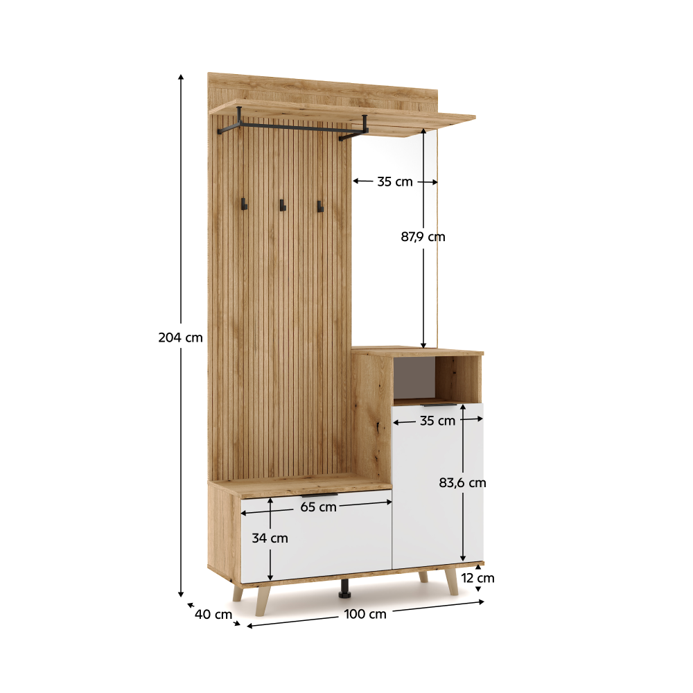 Set pentru hol, stejar evoke/alb, NODRI