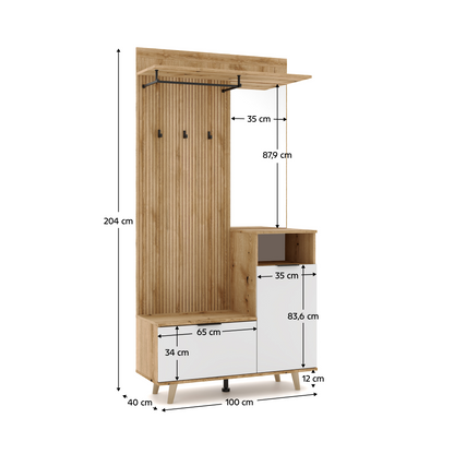 Set pentru hol, stejar evoke/alb, NODRI