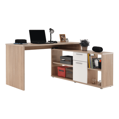 Masa PC, stejar sonoma/alb, NOE NEW