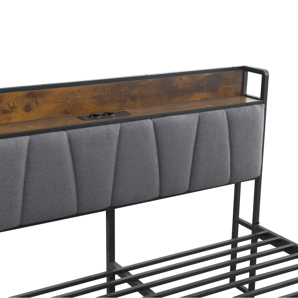 Pat cu pat cu somieră şi pat suplimentar extensibil, 140x200, negru/gri, NORDO