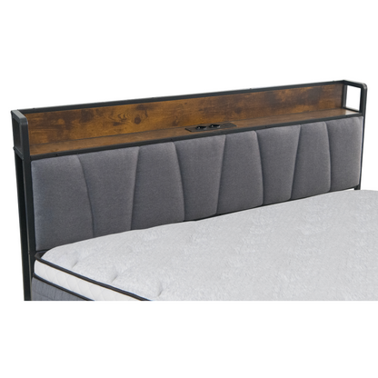 Pat cu pat cu somieră şi pat suplimentar extensibil, 140x200, negru/gri, NORDO