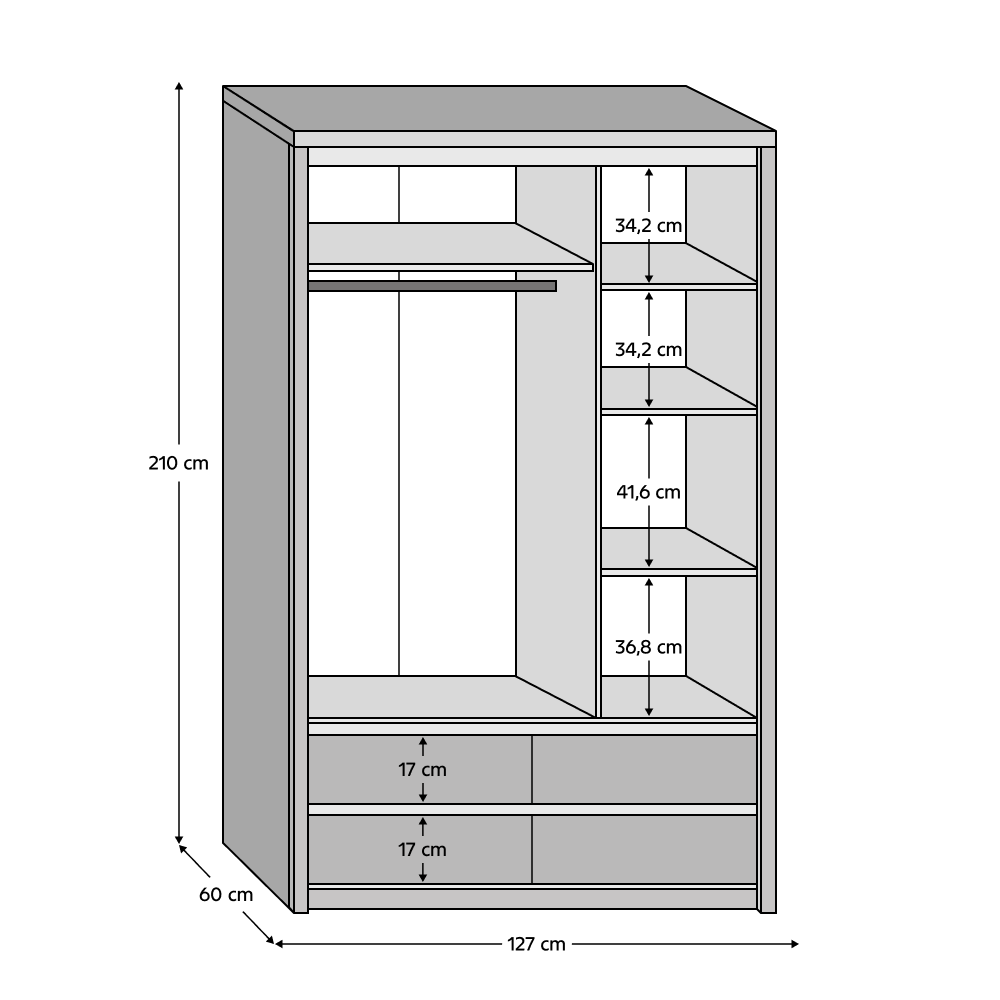 Dulap cu oglindă 3D4S, stejar sonoma, NORTY TYP 1