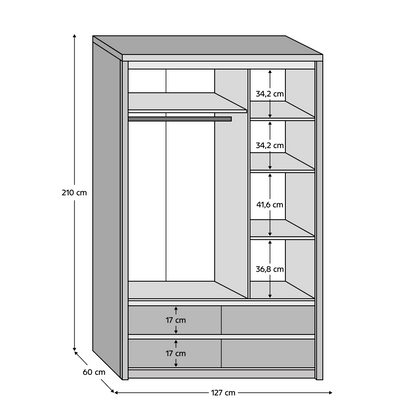 Dulap cu oglindă 3D4S, stejar sonoma, NORTY TYP 1