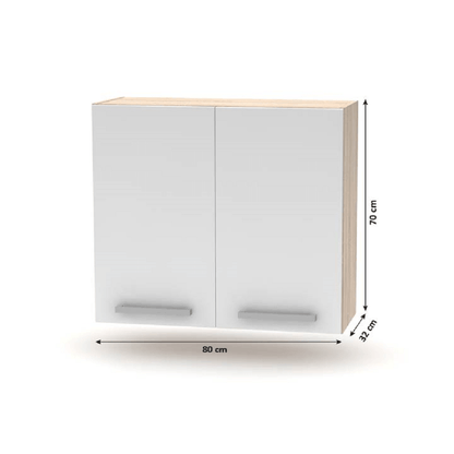 Dulap superior 2DV, stejar sonoma/alb, NOVA PLUS NOPL-014-OH