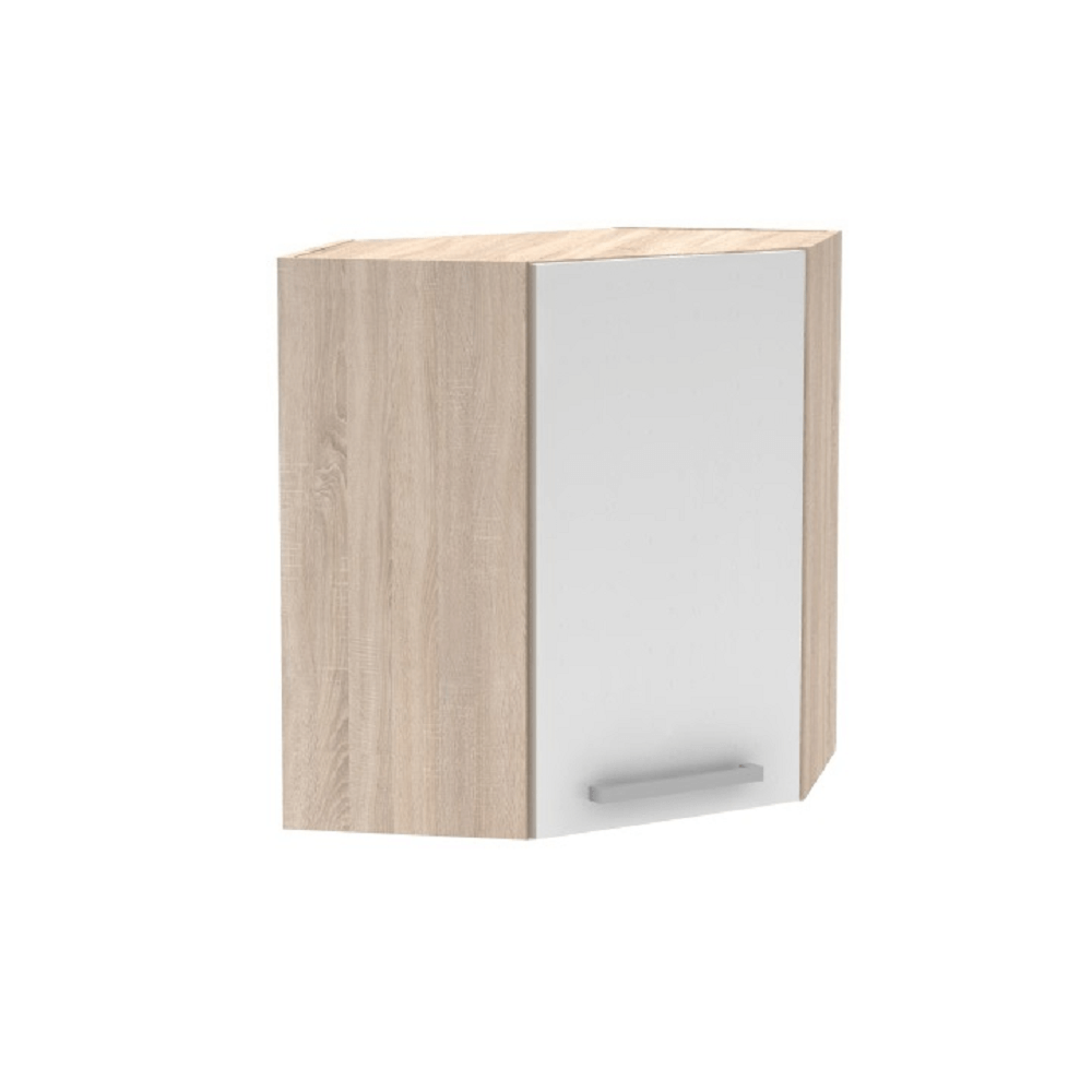 Cabinet superior de colţ, stejar sonoma/alb, universală, NOVA PLUS NOPL-013-OH