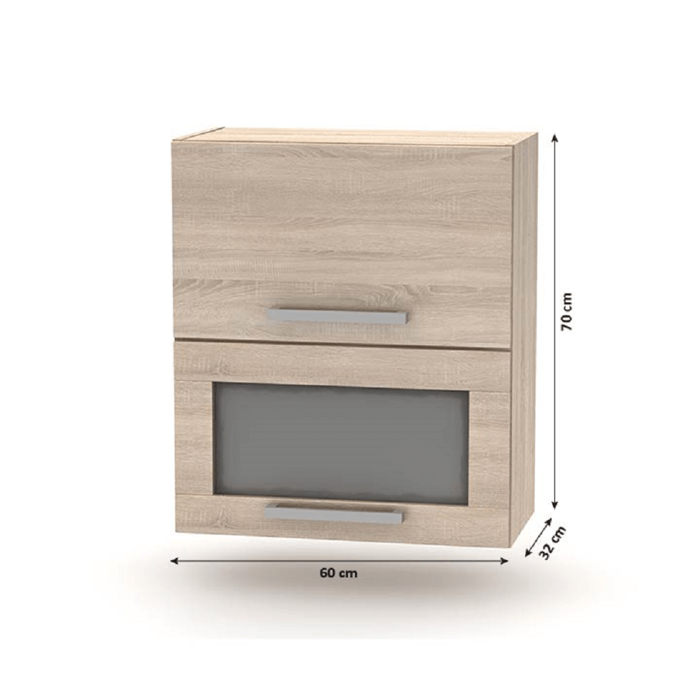 Cabinet superior batant cu sticlă 2DV, stejar sonoma, NOVA PLUS NOPL-009-OH