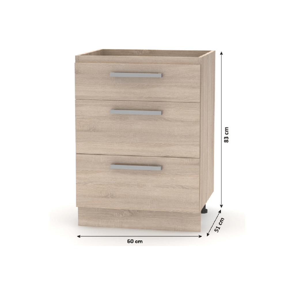 Dulap inferior cu sertare 60, stejar sonoma, NOVA PLUS NOPL-058-0S