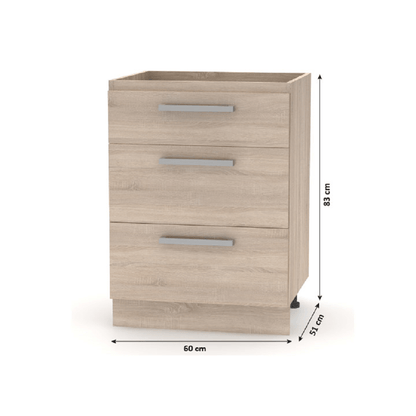 Dulap inferior cu sertare 60, stejar sonoma, NOVA PLUS NOPL-058-0S