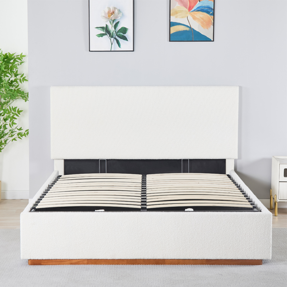 Pat cu somieră si spaţiu de depozitare 180x200, alb, NUVOLA