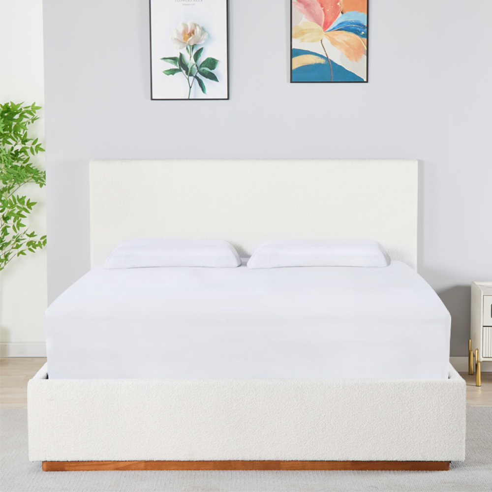 Pat cu somieră si spaţiu de depozitare 160x200, alb, NUVOLA