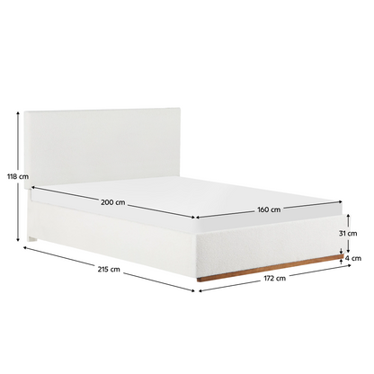 Pat cu somieră si spaţiu de depozitare 160x200, alb, NUVOLA