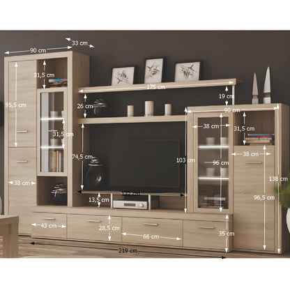 Mobilă de living, stejar sonoma,  ATLANTIS NEW