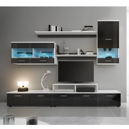 Mobilier living, alb/extra strălucire neagră HG, LEO