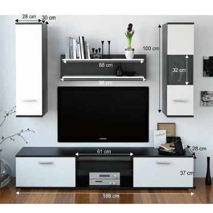 Mobilier pentru living, negru/alb, WAW NEW
