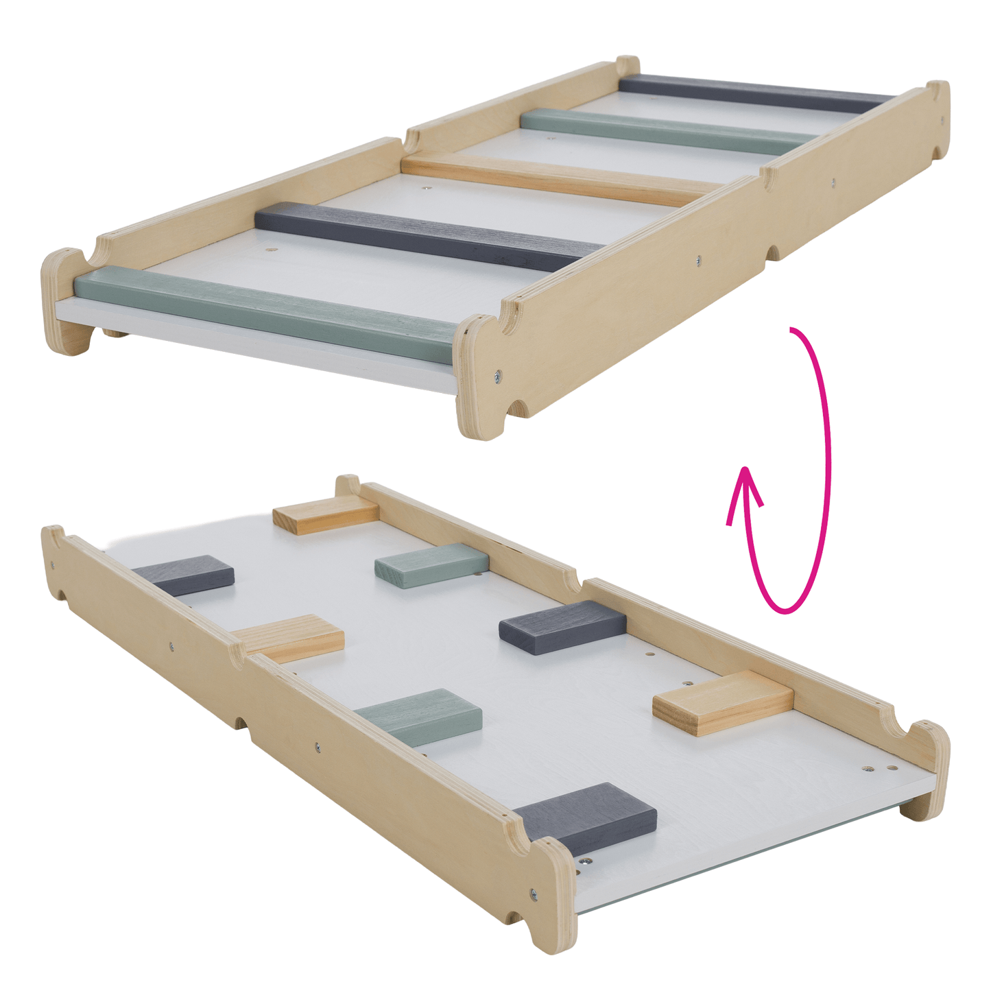 Montessori Triunghiul Pikler 3în1, natural/mix de culori, OPRIN