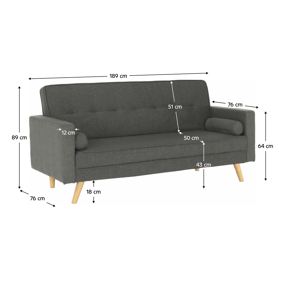 Canapea extensibilă, material gri, OTISA