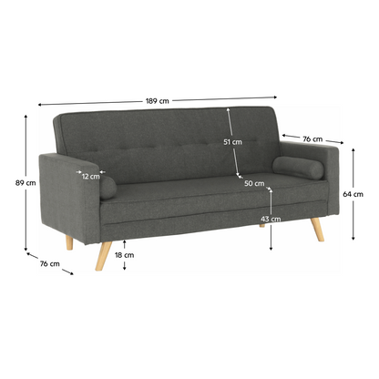 Canapea extensibilă, material gri, OTISA