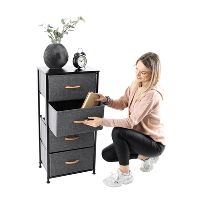 Comodă cu sertare din material textil, negru/gri închis, PALMERA TYP 2