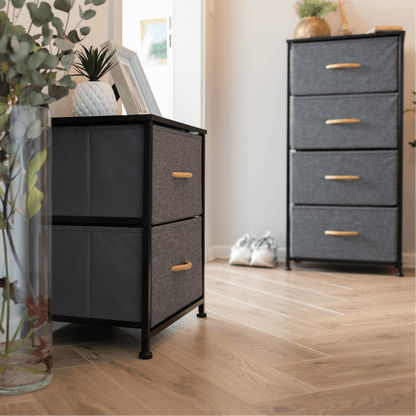 Comodă cu sertare din material textil, negru/gri închis, PALMERA TYP 2
