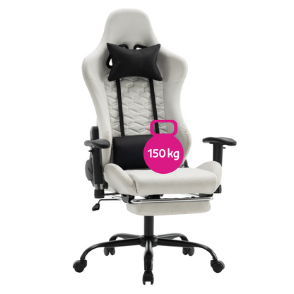 Scaun de birou/gaming, alb/negru, PAPIBAS